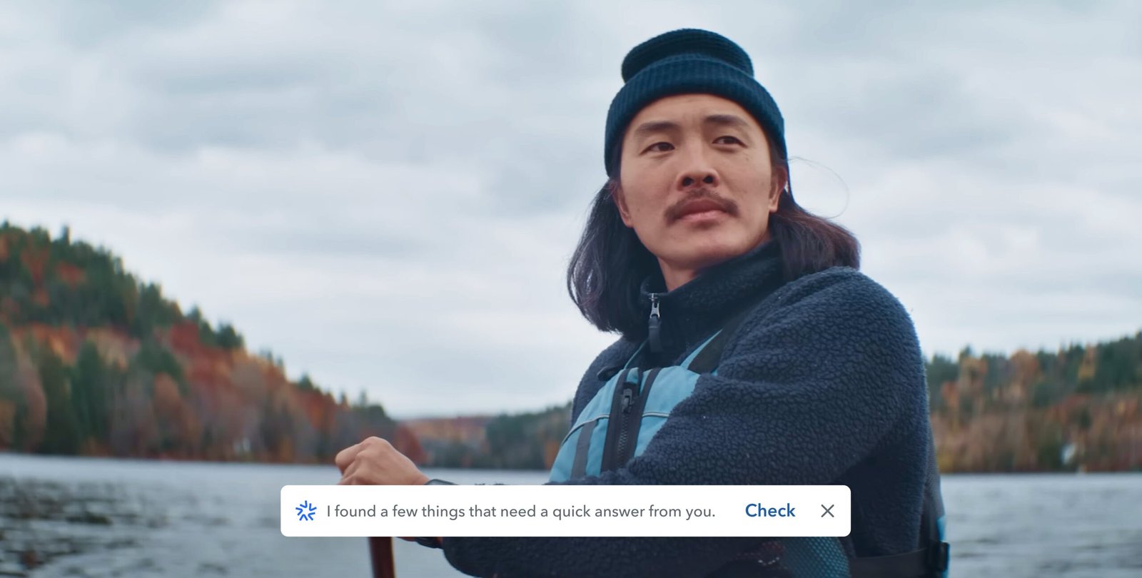 An image of a TurboTax customer focusing on what he loves knowing his taxes are taken care of.